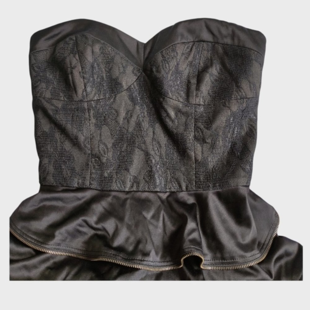 PILGRIM STRALIA Black Strapless Tier Skirt Dress Layered Ruffle - Picture 2 of 9